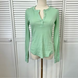 SOLD💗 Wild Fable Mint Green Ribbed Henley Long Sleeve Soft Stretchy Top | S